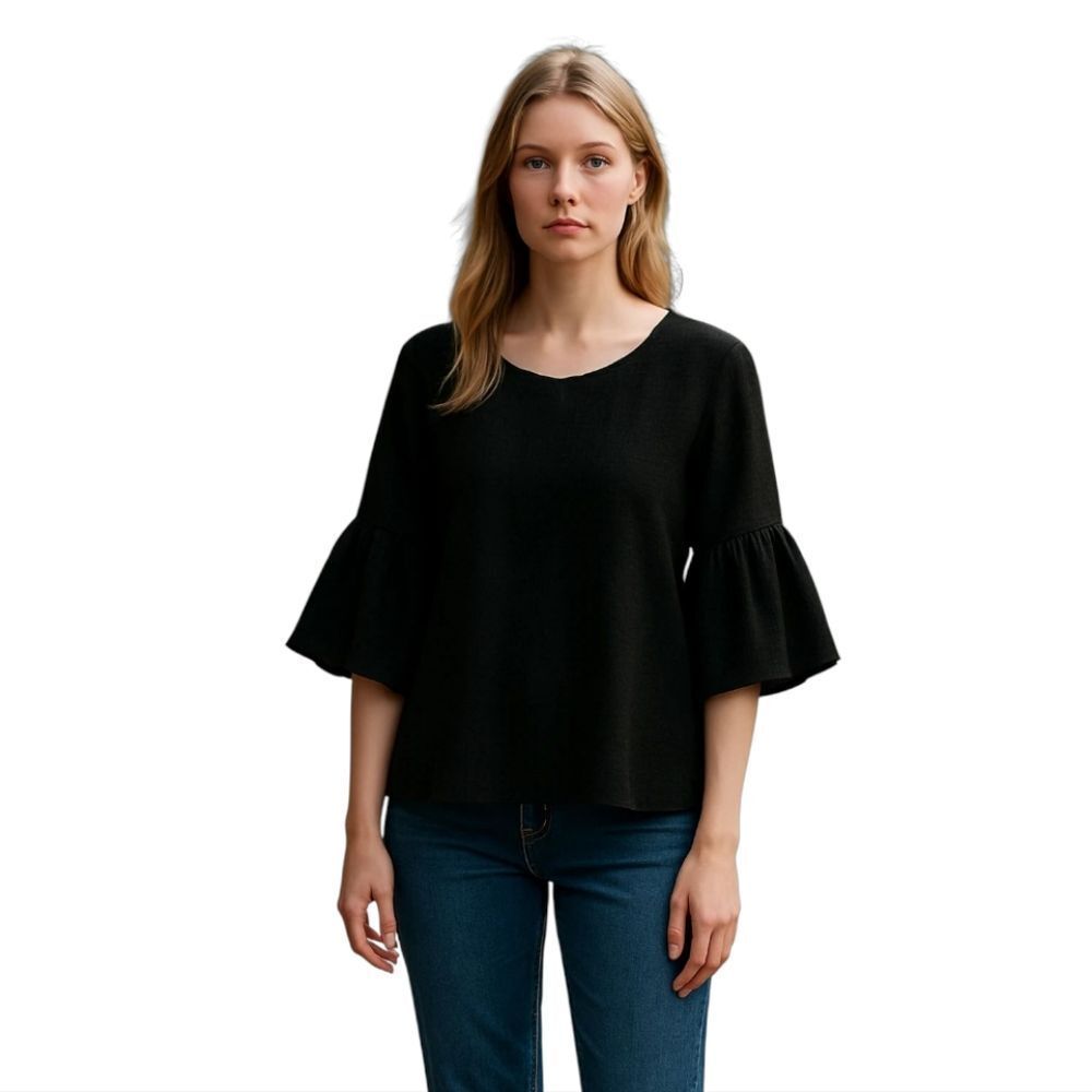 Calvin Klein Black Bell Sleeve Top